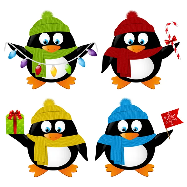 Xmas penguins — Stock Vector