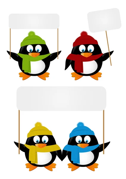 Conjunto de pingüinos de dibujos animados — Vector de stock