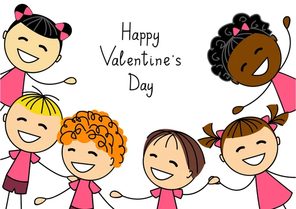 Valentines Tageskarte mit Kindern — Stockvektor