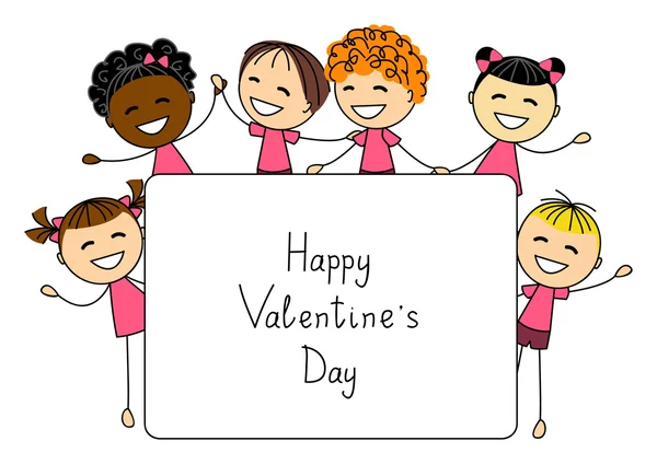Valentin-nap a kártya a gyerekek — Stock Vector