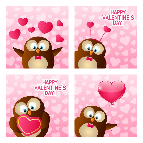 Valentines day owls — Stock Vector