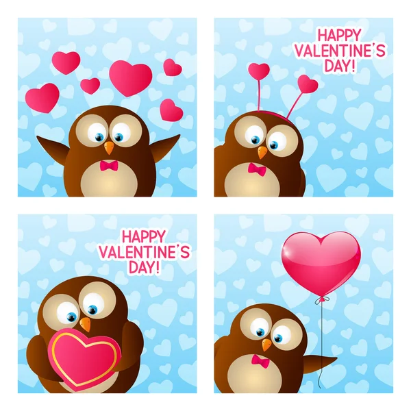 De dag van Valentijnskaarten uilen — Stockvector