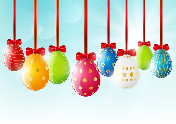 Velikonoční vajíčka se stuhou — Stockový vektor