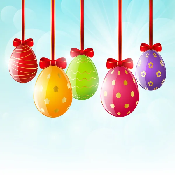 Easter eggs with ribbon — Stock Vector