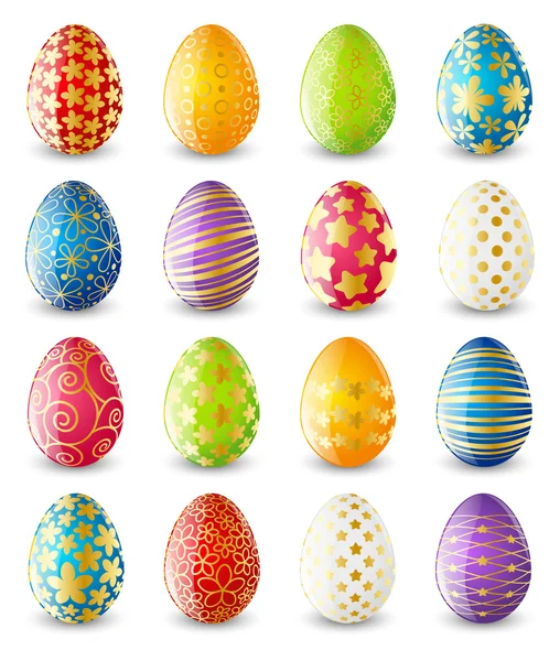 Set de huevos de Pascua de color — Vector de stock