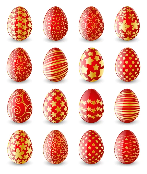 Set di uova di Pasqua a colori — Vettoriale Stock