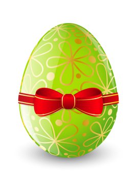 Kırmızı yay ile Paskalya yortusu yumurta