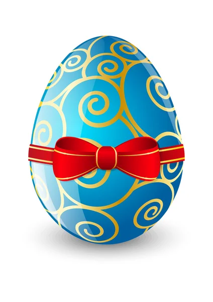 Huevo de Pascua con lazo rojo — Vector de stock
