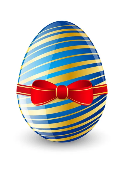 Huevo de Pascua con lazo rojo — Vector de stock