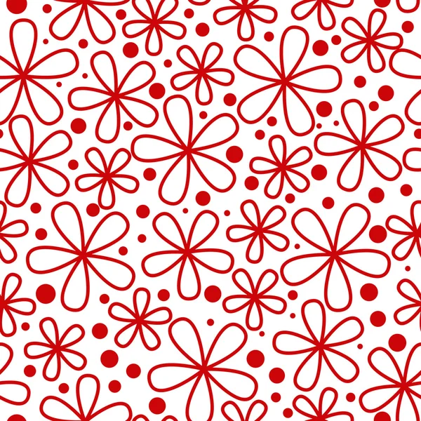 White pattern with red flowers — Stock Vector