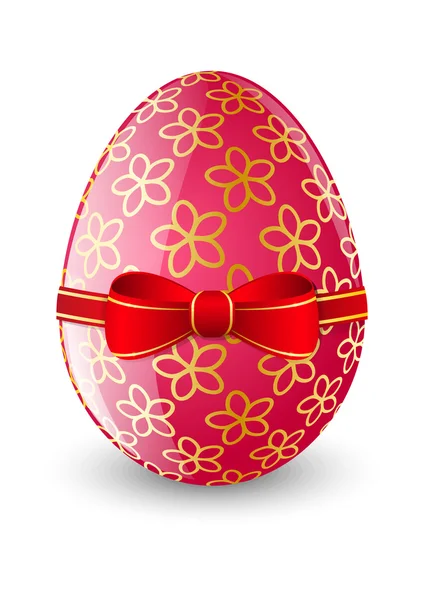 Huevo de Pascua con lazo rojo — Vector de stock