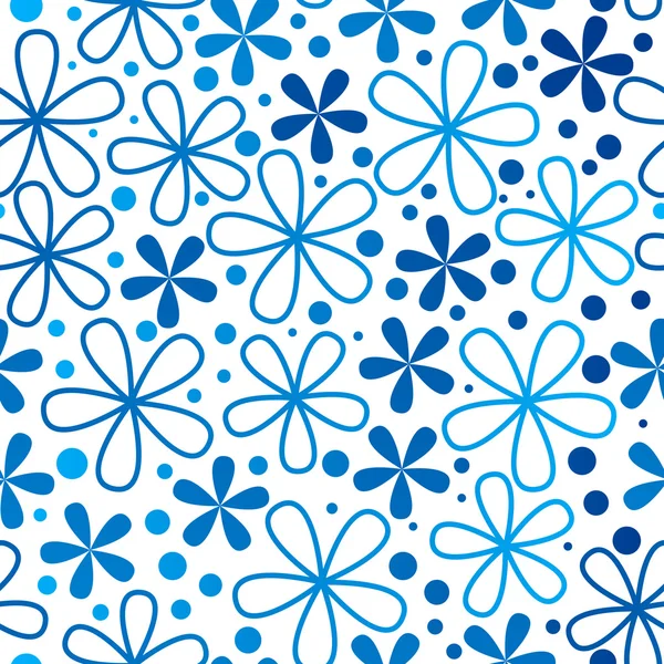 Blue floral seamless pattern — Stock Vector