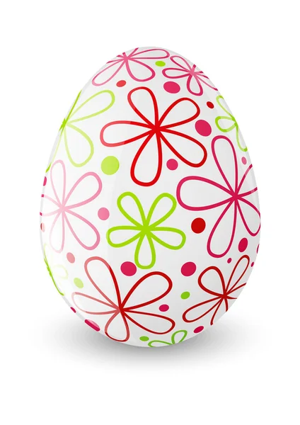Huevo de Pascua con patrón de flores — Vector de stock