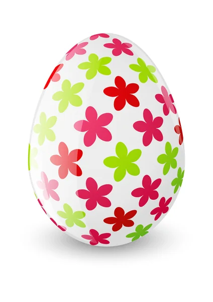 Œuf de Pâques avec motif de fleurs — Image vectorielle