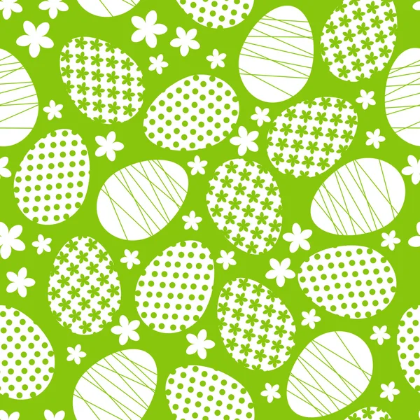 Patrón verde con huevos de Pascua — Vector de stock