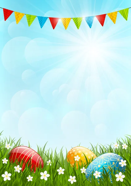 Easter card with colorful eggs — Stock Vector