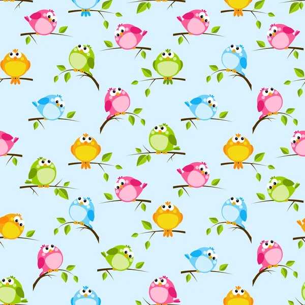 Pattern with colorful birds — Stock Vector