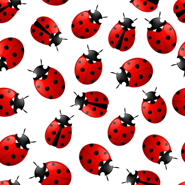 Pattern with red ladybugs — Stock Vector