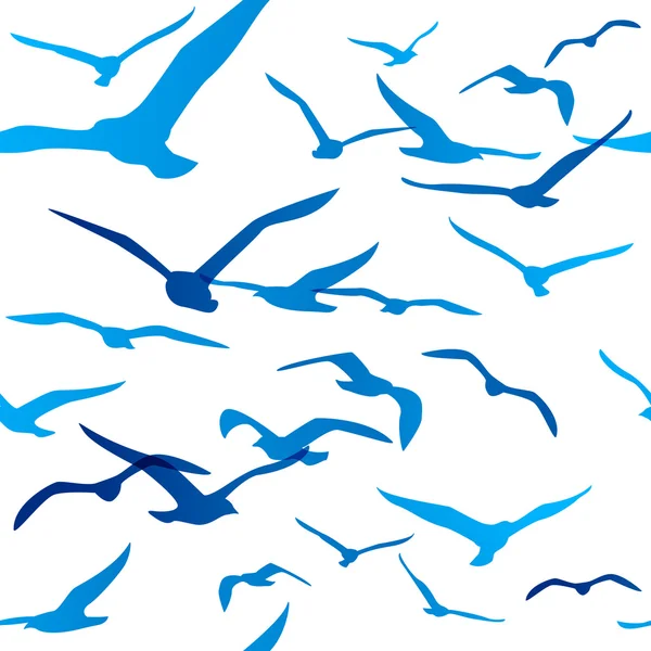 Pattern with seagulls silhouettes — Stock Vector