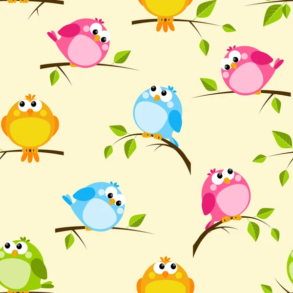 Pattern with colorful birds — Stock Vector