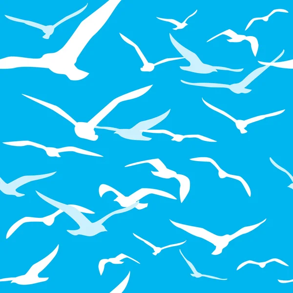 Pattern with seagulls silhouettes — Stock Vector