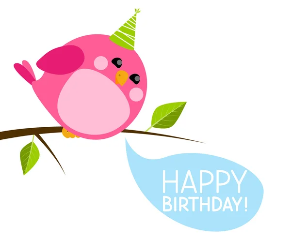 Oiseau avec message d'anniversaire — Image vectorielle