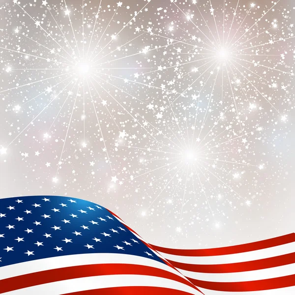 Карточка Дня независимости США с американским флагом — стоковый вектор
