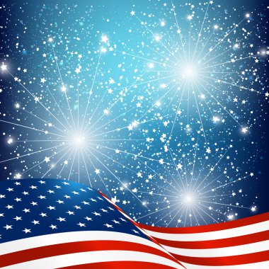 Amerikan bayrağı ile Bağımsızlık günü kartı