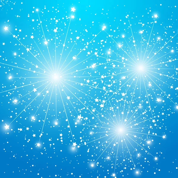 Glänzendes Feuerwerk auf blauem Hintergrund — Stockvektor