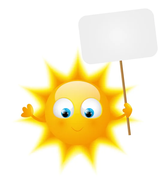 Cartoon Sun with  blank card — Stock Vector