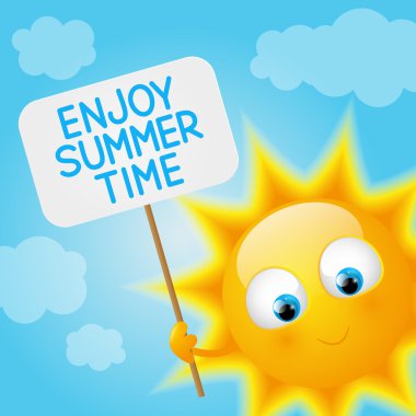 Çizgi film güneş yaz mesaj ile