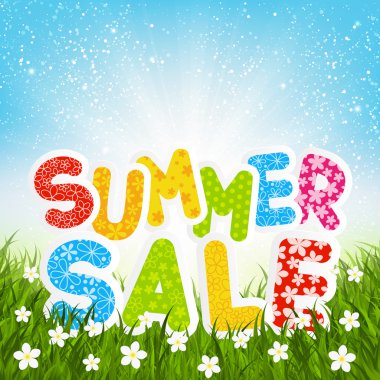 Yeşil çimenlerin üzerinde satış mesaj