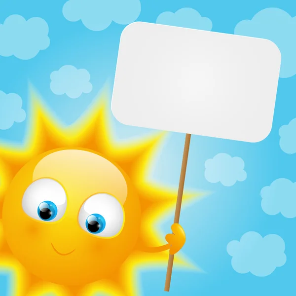 Dibujos animados Sun con tarjeta de papel — Vector de stock