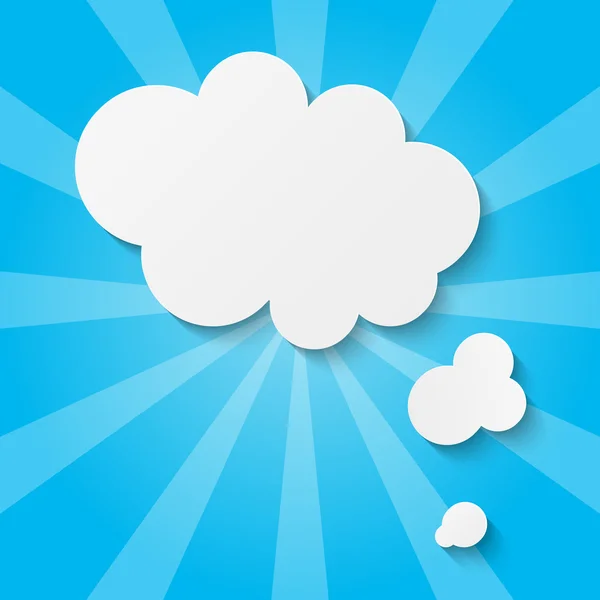 Kağıt bulutlar mavi zemin üzerine — Stok Vektör