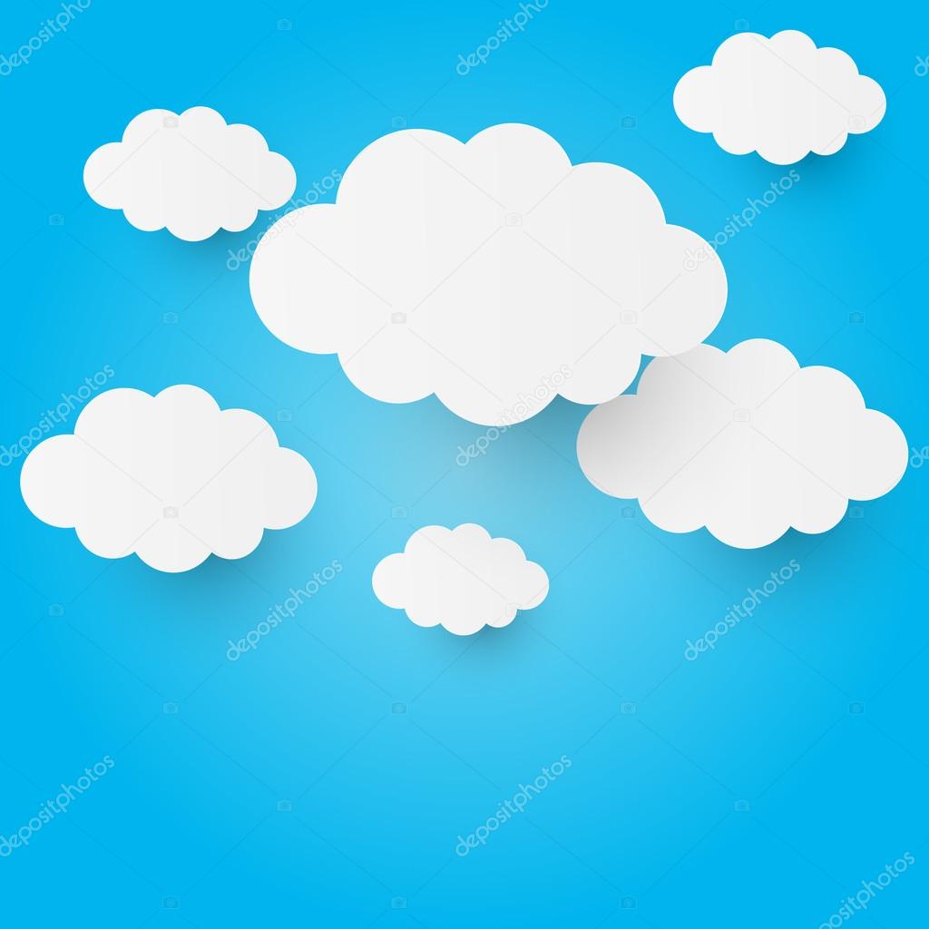 Paper clouds on blue background