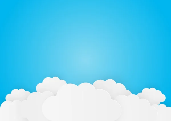 Nuvens de papel sobre fundo azul — Vetor de Stock