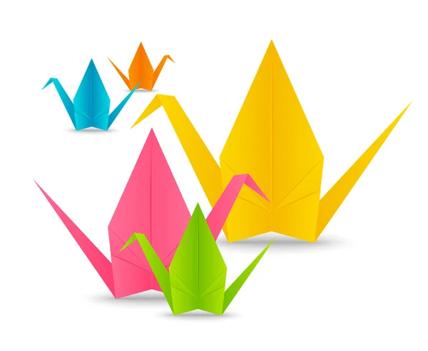 Guindastes origami papel — Vetor de Stock