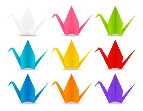 Grúas de papel origami — Vector de stock