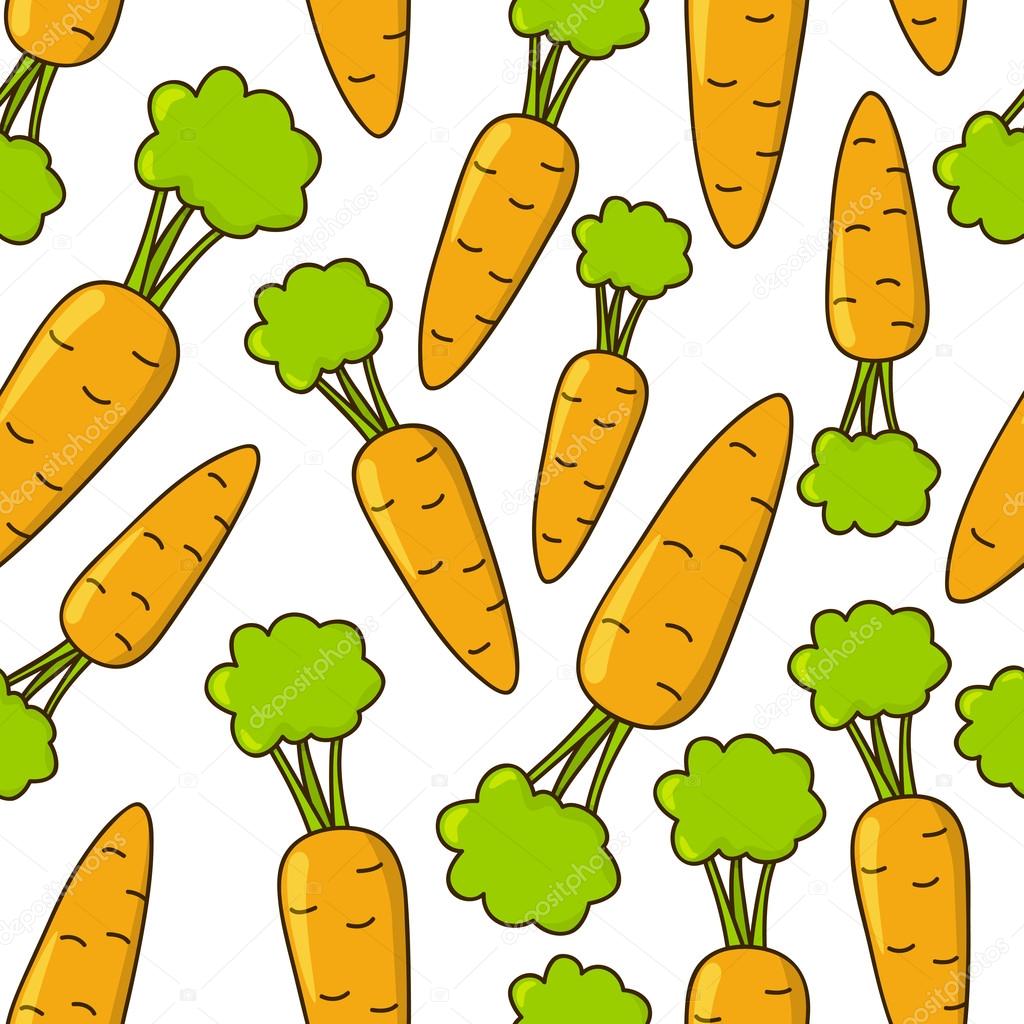 Seamless pattern with doodle carrots