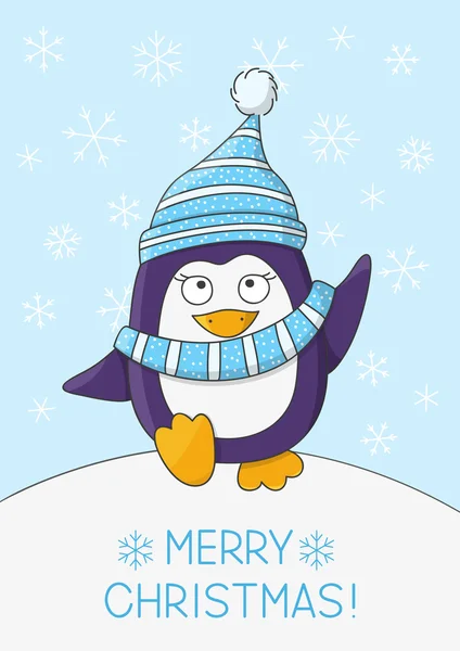 Penguin with Christmas message — Stock Vector