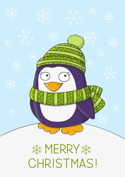 Pingouin avec message de Noël — Image vectorielle