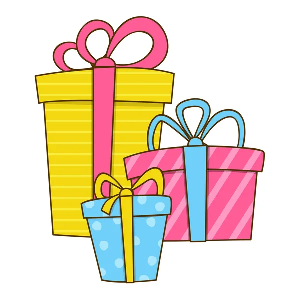 Boîtes cadeaux Doodle — Image vectorielle