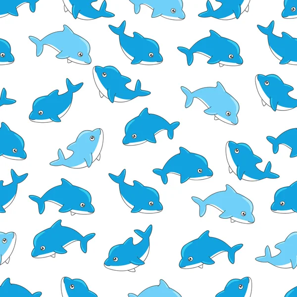 Seamless pattern with cute dolphins — Stock Vector