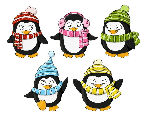 Cute little penguins — Stock Vector