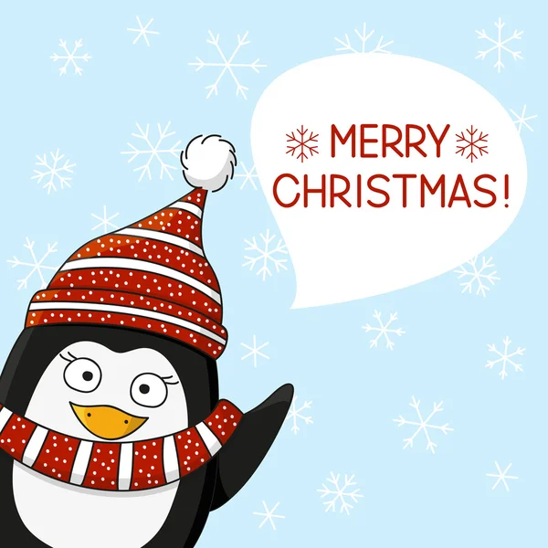 Pingüino feliz en sombrero — Vector de stock