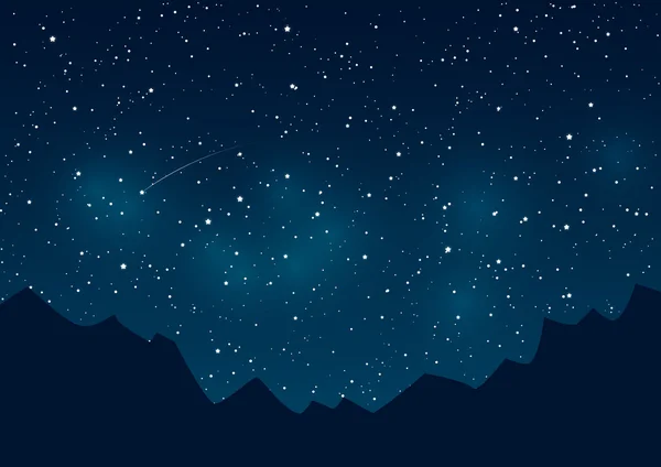 Siluety hory na pozadí hvězdné oblohy — Stockový vektor