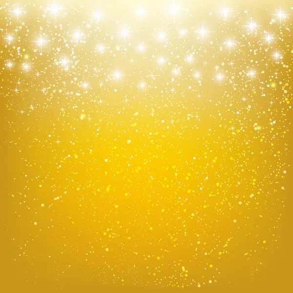 Estrelas brilhantes sobre fundo dourado — Vetor de Stock
