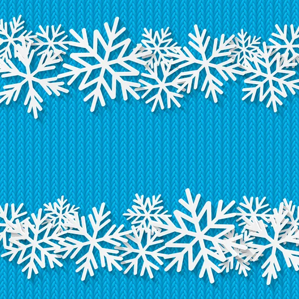 Fond tricoté Noël avec flocons de neige — Image vectorielle