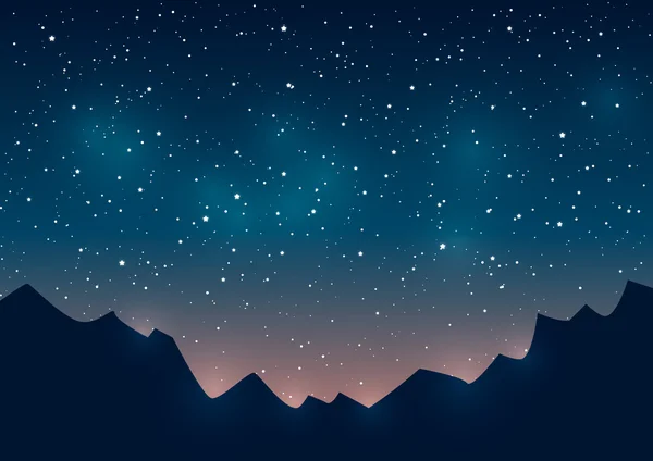 Bergen silhouetten op sterrenhemel achtergrond — Stockvector