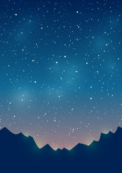 Mountains silhouettes on starry sky background — Stock Vector